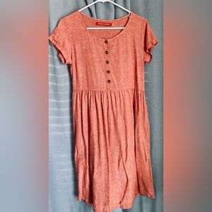 Pyne and Smith Clothiers Coral Linen dress in XS